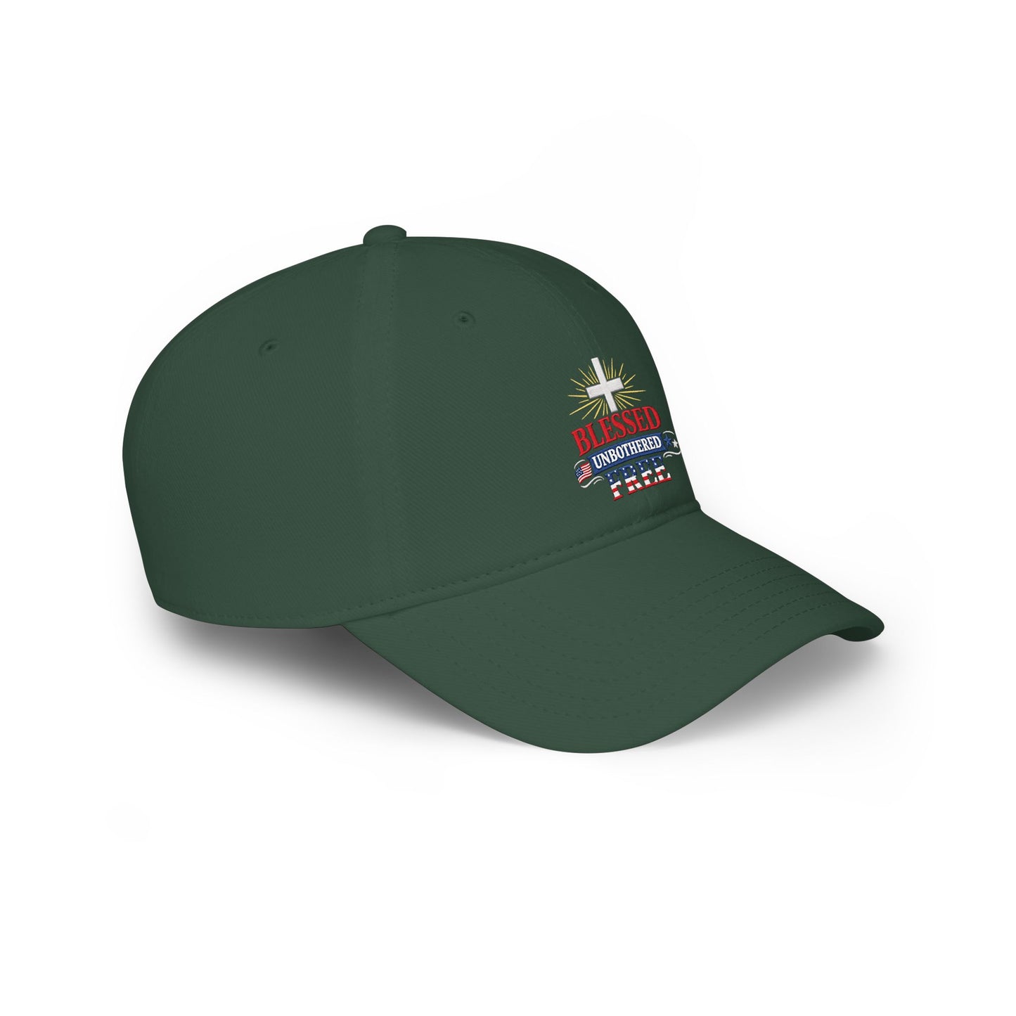 Blessed Unbothered Free cross baseball cap | Christian Hat patriotic design