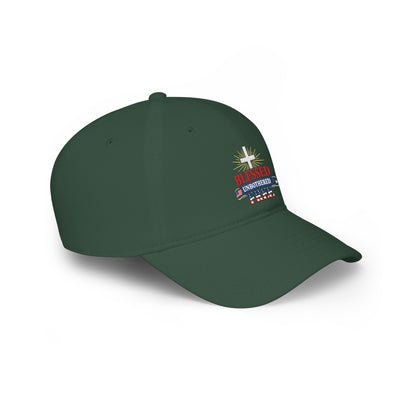 Blessed Unbothered Free cross baseball cap | Christian Hat patriotic design