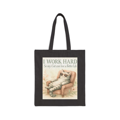 Whimsical Cat Lover Tote Bag | I Work Hard So My Cat Can Live a Better Life, Gift for Pet Owners, Animal Lover Tote, Eco-Friendly Bag, [...]