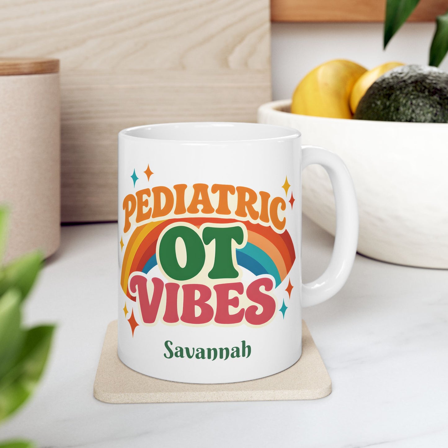 Pediatric OT Vibes Retro Personalized Mug | Custom Name Coffee Cup