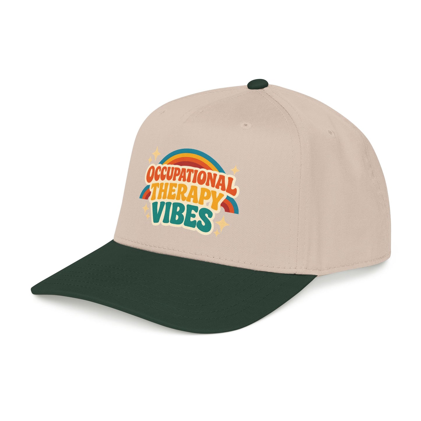 Occupational Therapy Vibes Cap | Retro Rainbow Mid Profile Baseball Cap
