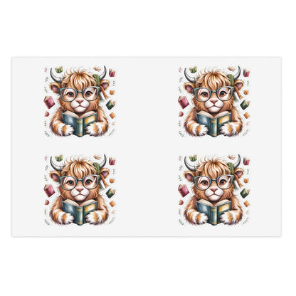 Reading Highland Cow Sticker Sheet | Cute Bookish Stickers