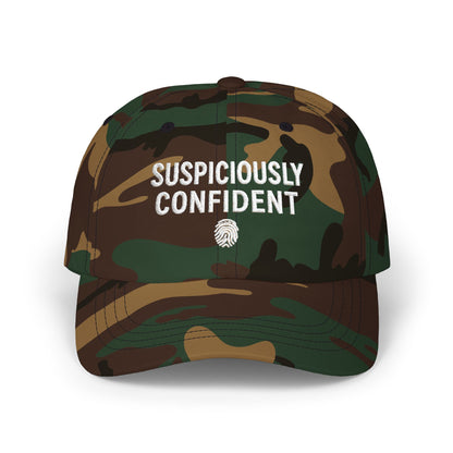Suspiciously Confident Dad Cap | Embroidered Text, Fingerprint Accent