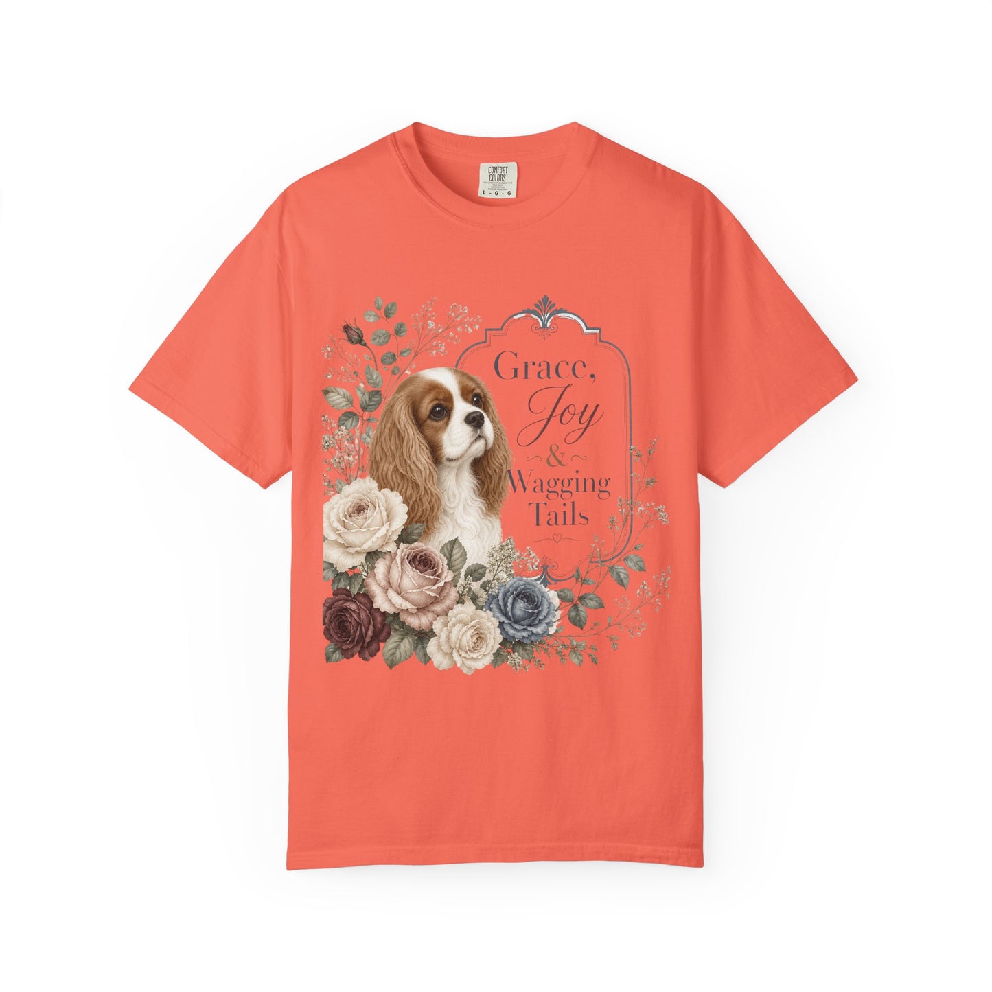 Cavalier King Charles Spaniel floral portrait T-shirt | Grace Joy Wagging Tails