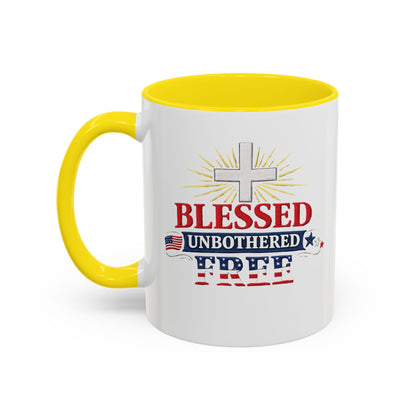 Blessed Unbothered Free, Coffee Mug | Accent Coffee Mug