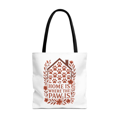 Home is Where the Paw Is Tote Bag | Pet Lover Gift, Floral Design, Animal Lover Accessory, Eco-Friendly Shopping Bag, Dog Mom Tote