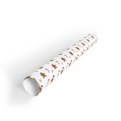 Gingerbread Cookie Pattern Gift Wrapping Paper Roll | Christmas Holiday Wrap