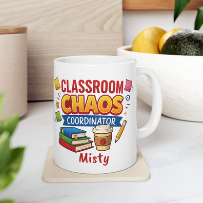 Classroom Chaos Teacher Mug | Coffee Pencil Books School Staff