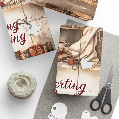Charming Book-Themed Wrapping Paper, Ideal for Book Lovers, Gifts for Holidays, Birthdays, Literary Celebrations, Eco-Friendly Gift Wrap