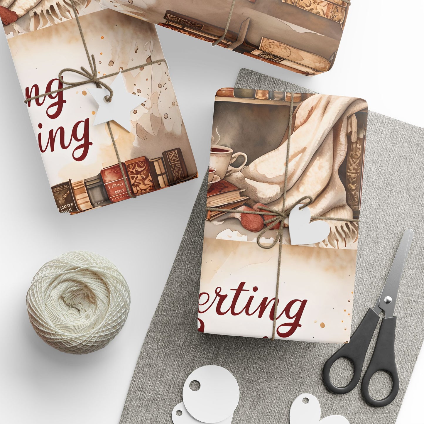 Charming Book-Themed Wrapping Paper, Ideal for Book Lovers, Gifts for Holidays, Birthdays, Literary Celebrations, Eco-Friendly Gift Wrap