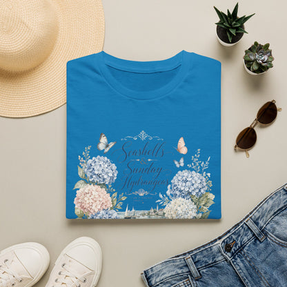 Seashells & Sunday Hydrangeas T-Shirt | Floral Coastal Cottage Shirt