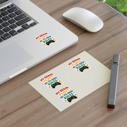 My Brain Plays By Its Own Rules Sticker Sheet | Autism Awareness Stickers