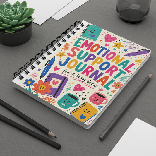 Emotional Support Journal Spiral Notebook | Cute Positive Mental Health