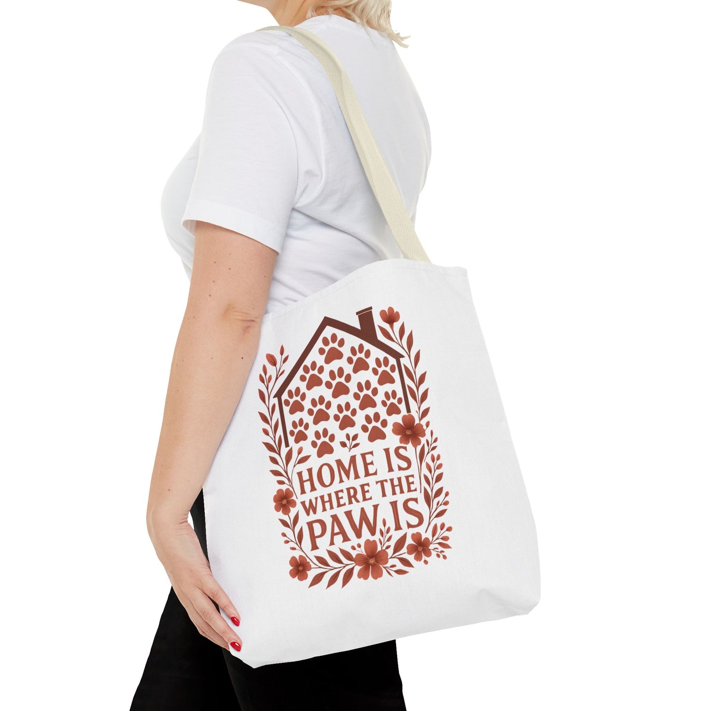 Home is Where the Paw Is Tote Bag | Pet Lover Gift, Floral Design, Animal Lover Accessory, Eco-Friendly Shopping Bag, Dog Mom Tote