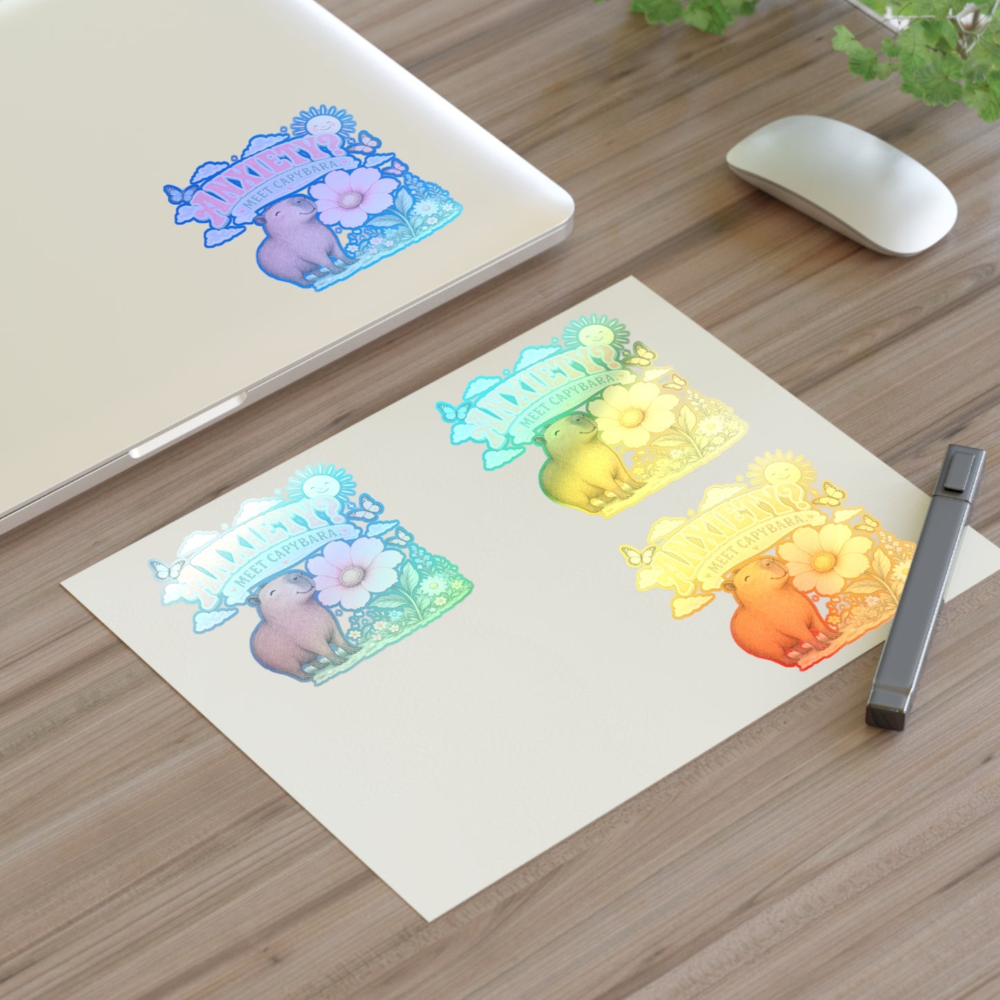 Anxiety? Meet Capybara Sticker Sheet | Cute Capybara Floral Decal