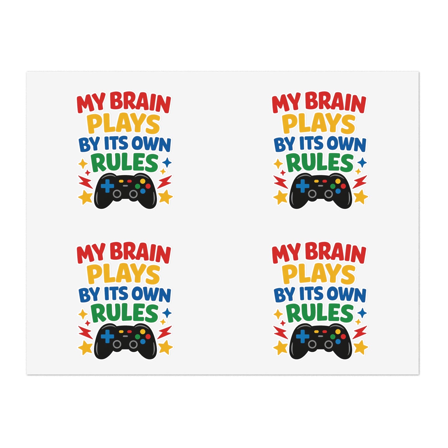 My Brain Plays By Its Own Rules Sticker Sheet | Autism Awareness Stickers