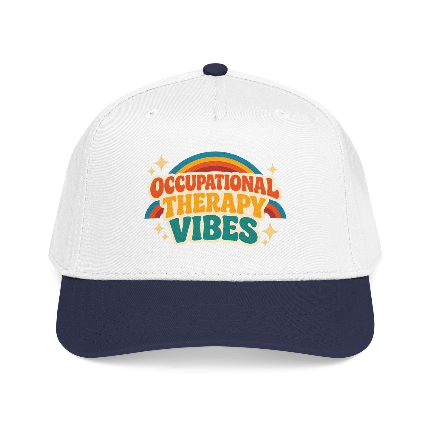 Occupational Therapy Vibes Cap | Retro Rainbow Mid Profile Baseball Cap