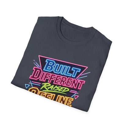 Built Different Raised Offline T-Shirt | Retro 80s Neon Graphic Tee