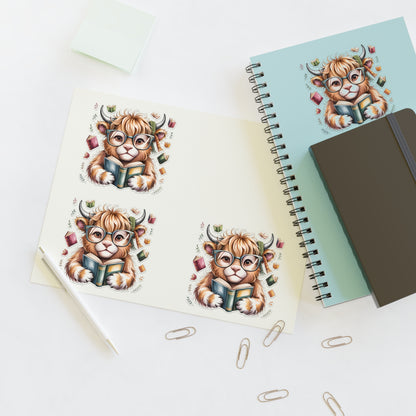 Reading Highland Cow Sticker Sheet | Cute Bookish Stickers