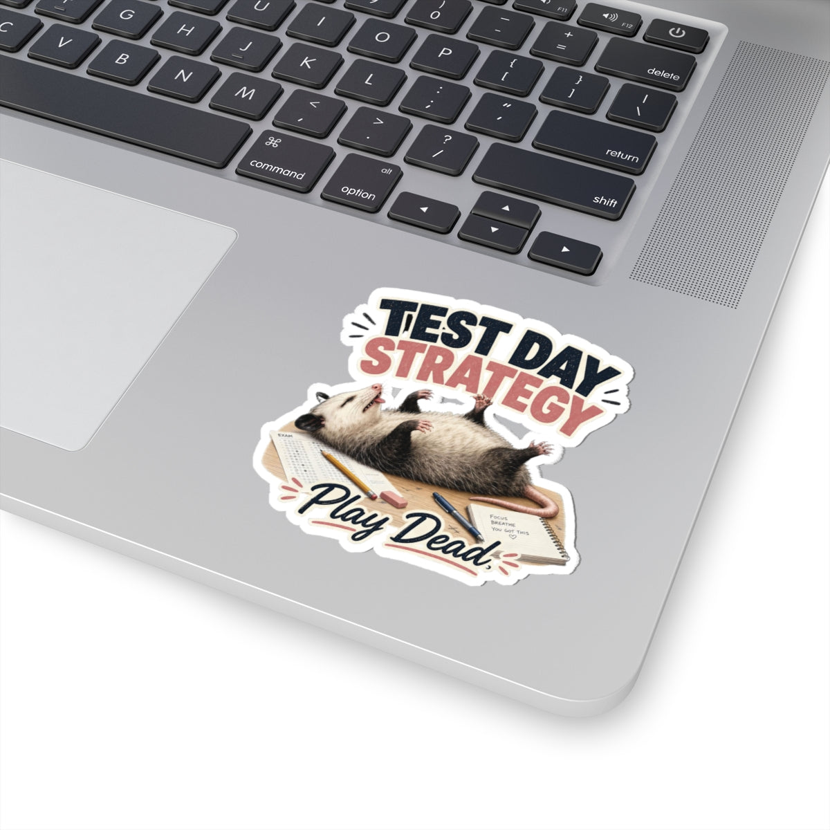 Test Day Strategy Play Dead Sticker | Kiss-Cut Study Humor