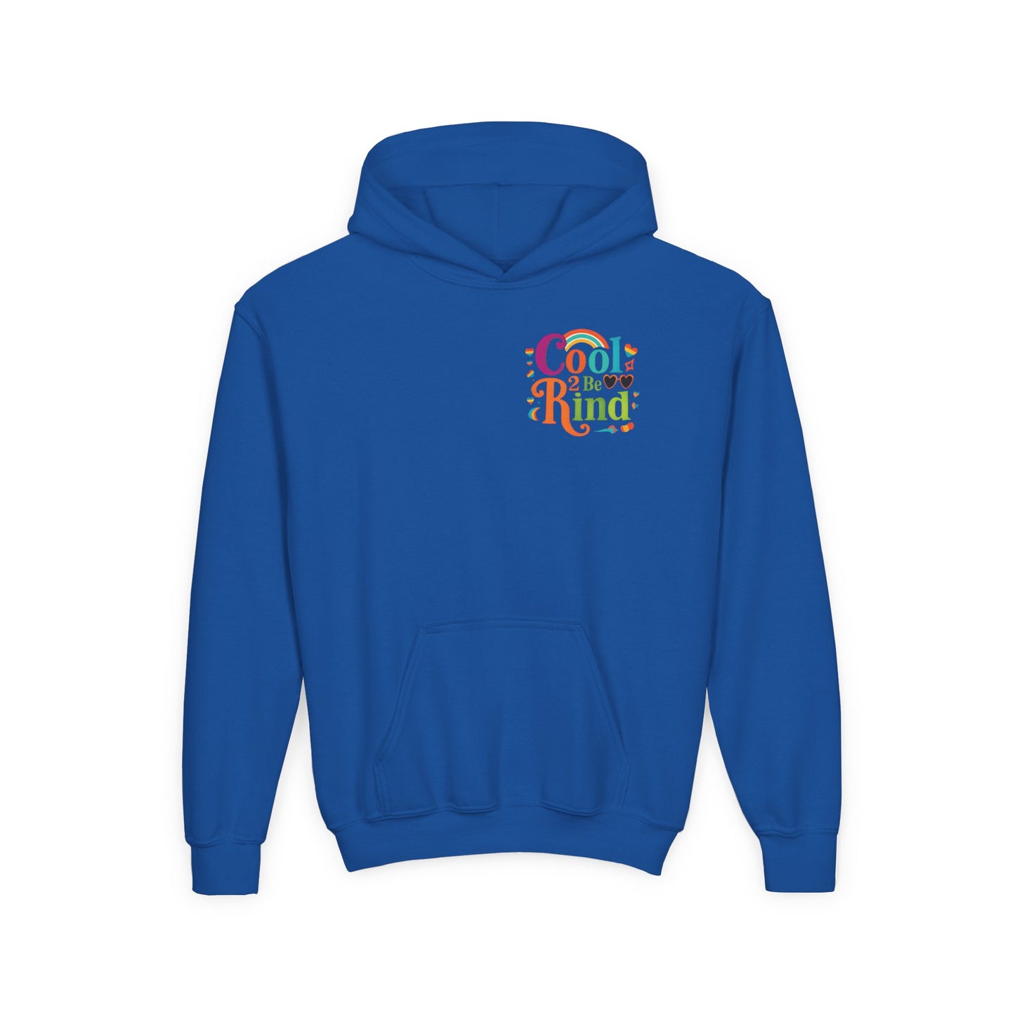 Cool 2 Be Kind Hoodie | Youth Hooded Sweatshirt, Colorful Rainbow Kindness Design
