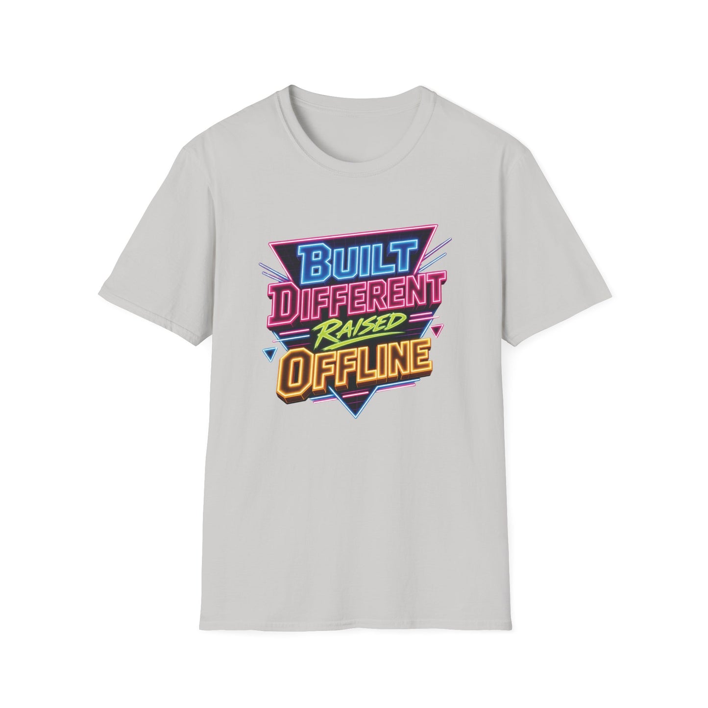 Built Different Raised Offline T-Shirt | Retro 80s Neon Graphic Tee