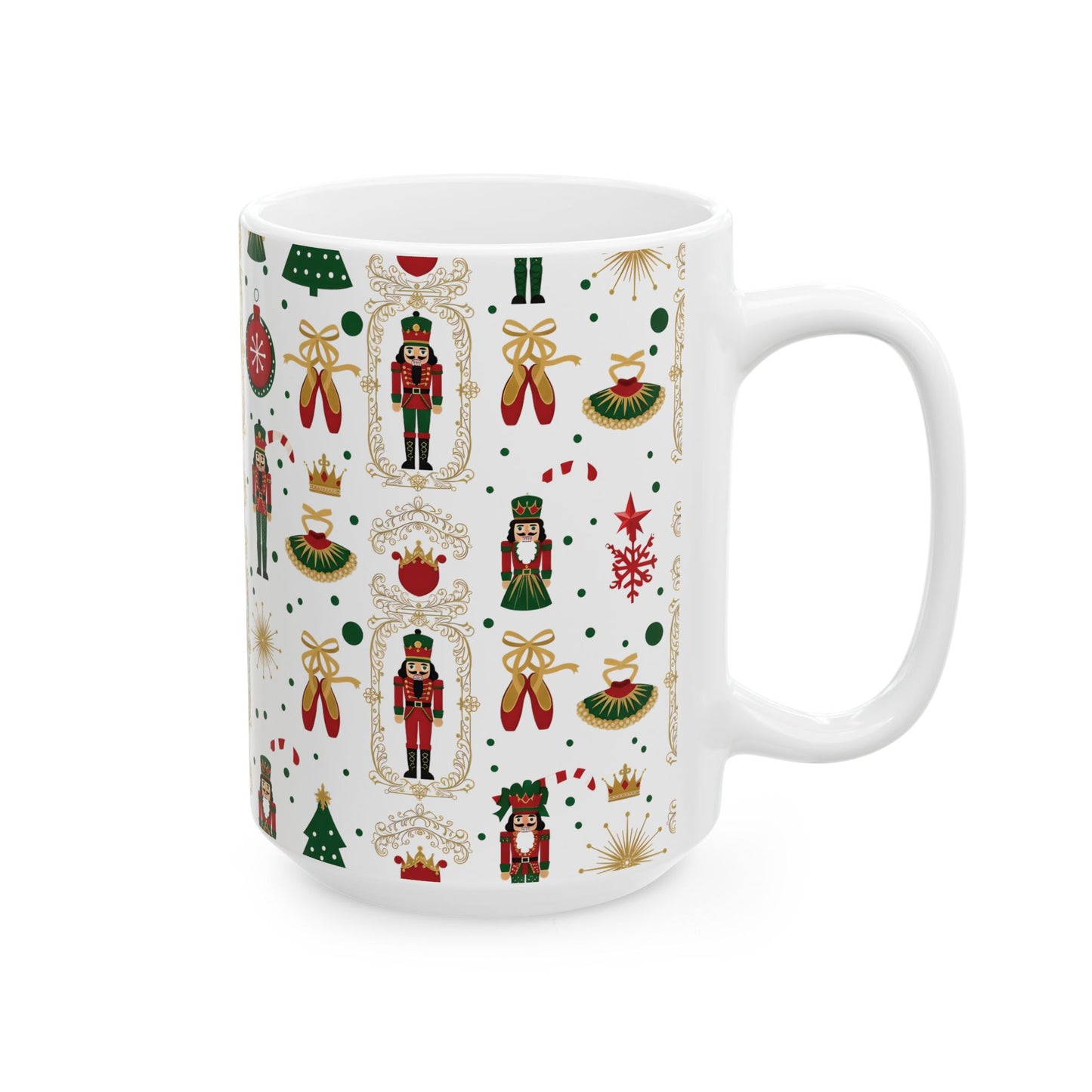 Nutcracker Pattern Mug | Christmas Holiday Ceramic Mug