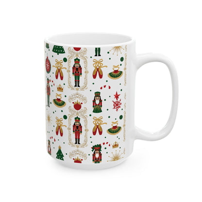 Nutcracker Pattern Mug | Christmas Holiday Ceramic Mug