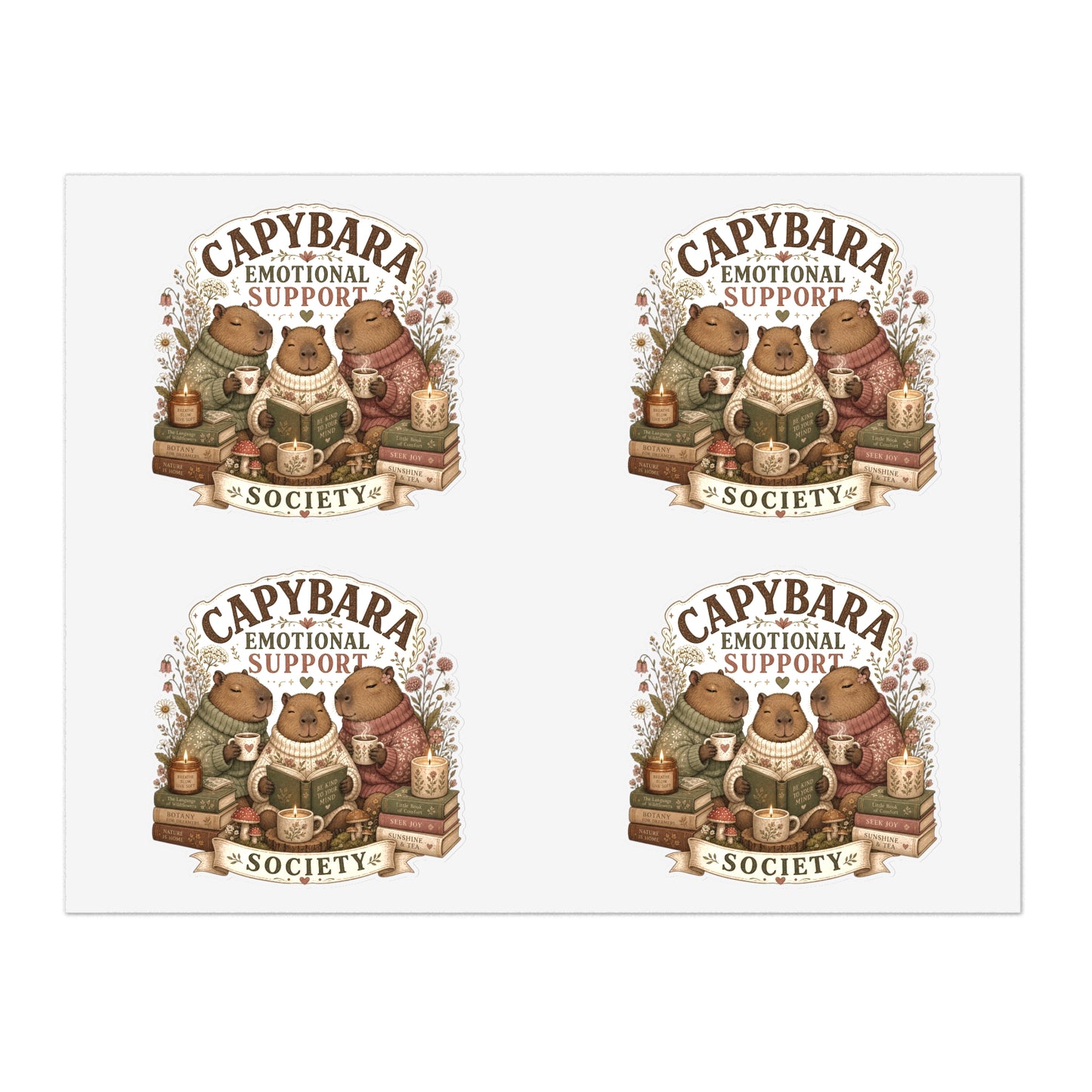 Capybara Emotional Support Society sticker sheet | Capybara stickers, kawaii animal decal