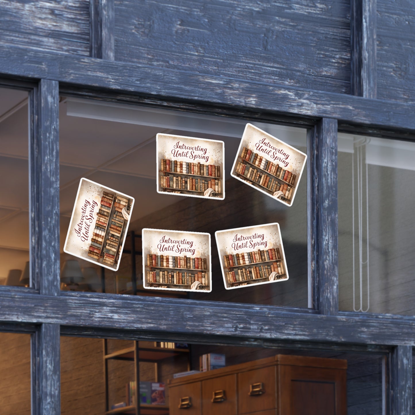 Introverting Until Spring Sticker Sheet | Vintage Bookshelf Booklover Sticker