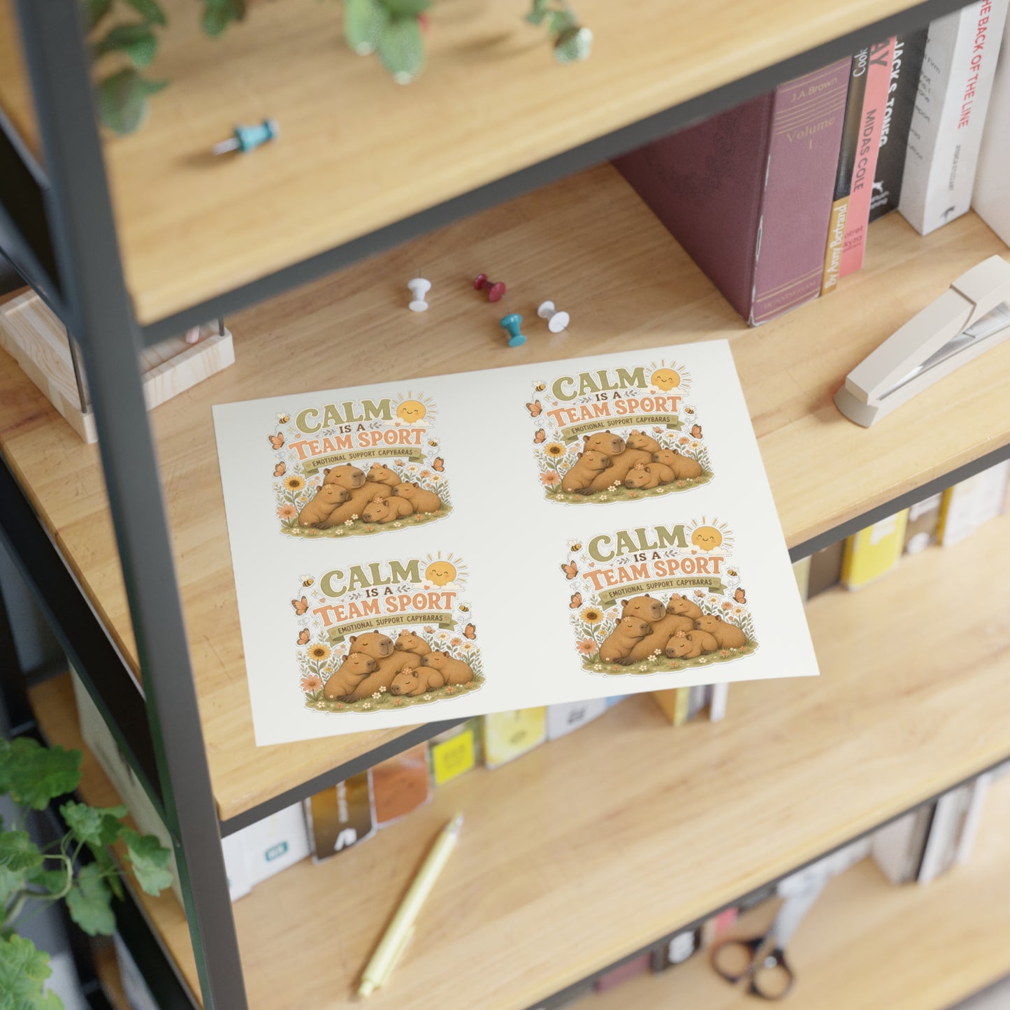 Calm Is A Team Sport Capybara Sticker Sheets | Cute Animal Calm Quote