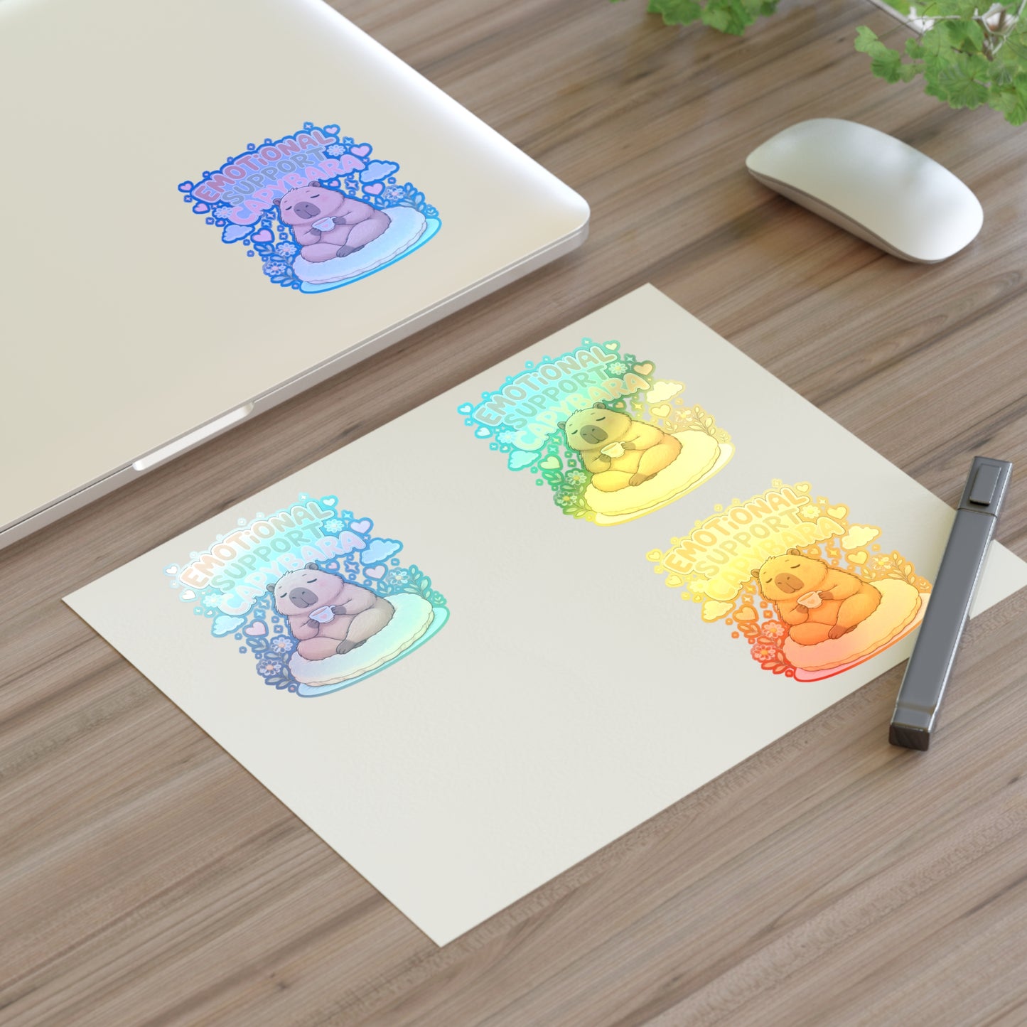 Emotional Support Capybara Sticker Sheet | 4 Cute Capybara Stickers