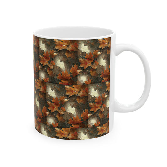 Autumn Leaves Ceramic Mug, Fall Drinkware, Coffee Tea Cup, Seasonal Home Decor, Gift for Nature Lovers