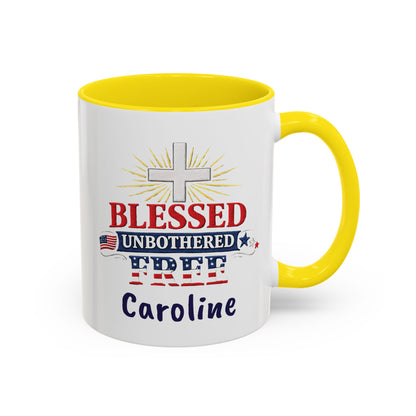 Blessed Unbothered Free, Coffee Mug | Accent Coffee Mug