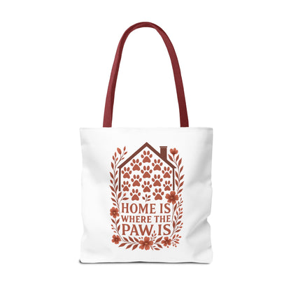 Home is Where the Paw Is Tote Bag | Pet Lover Gift, Floral Design, Animal Lover Accessory, Eco-Friendly Shopping Bag, Dog Mom Tote