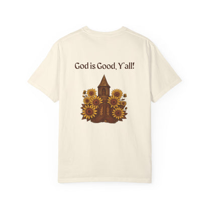Unisex Sunflower Tee - Inspirational T-Shirt, God is Good Y'all, Casual Wear, Gift for Gardeners, Faith-Based Apparel