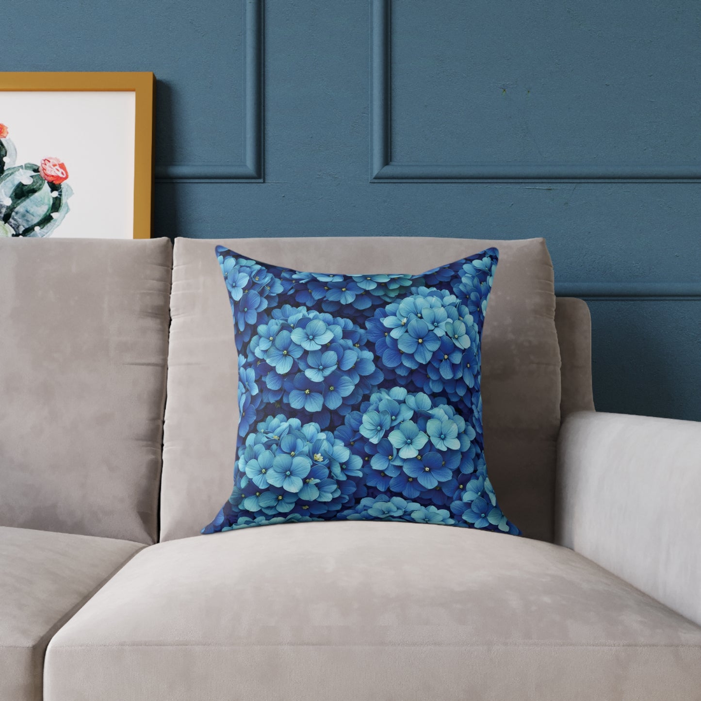 Blue Hydrangea Pattern Pillow | Floral Cushion Cover