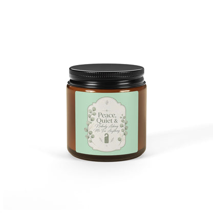 Peace Quiet & Candle Soy Candle | Amber Jar, Calming Botanical Scent