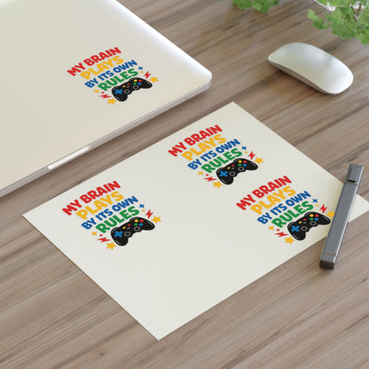 My Brain Plays By Its Own Rules Sticker Sheet | Autism Awareness Stickers