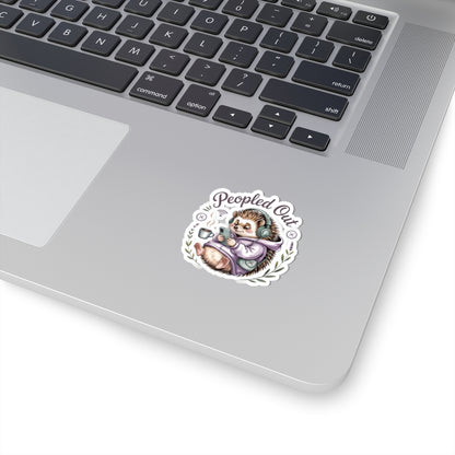 Peopled Out Hedgehog Sticker | Kiss-Cut Sticker, Cute Lazy Animal