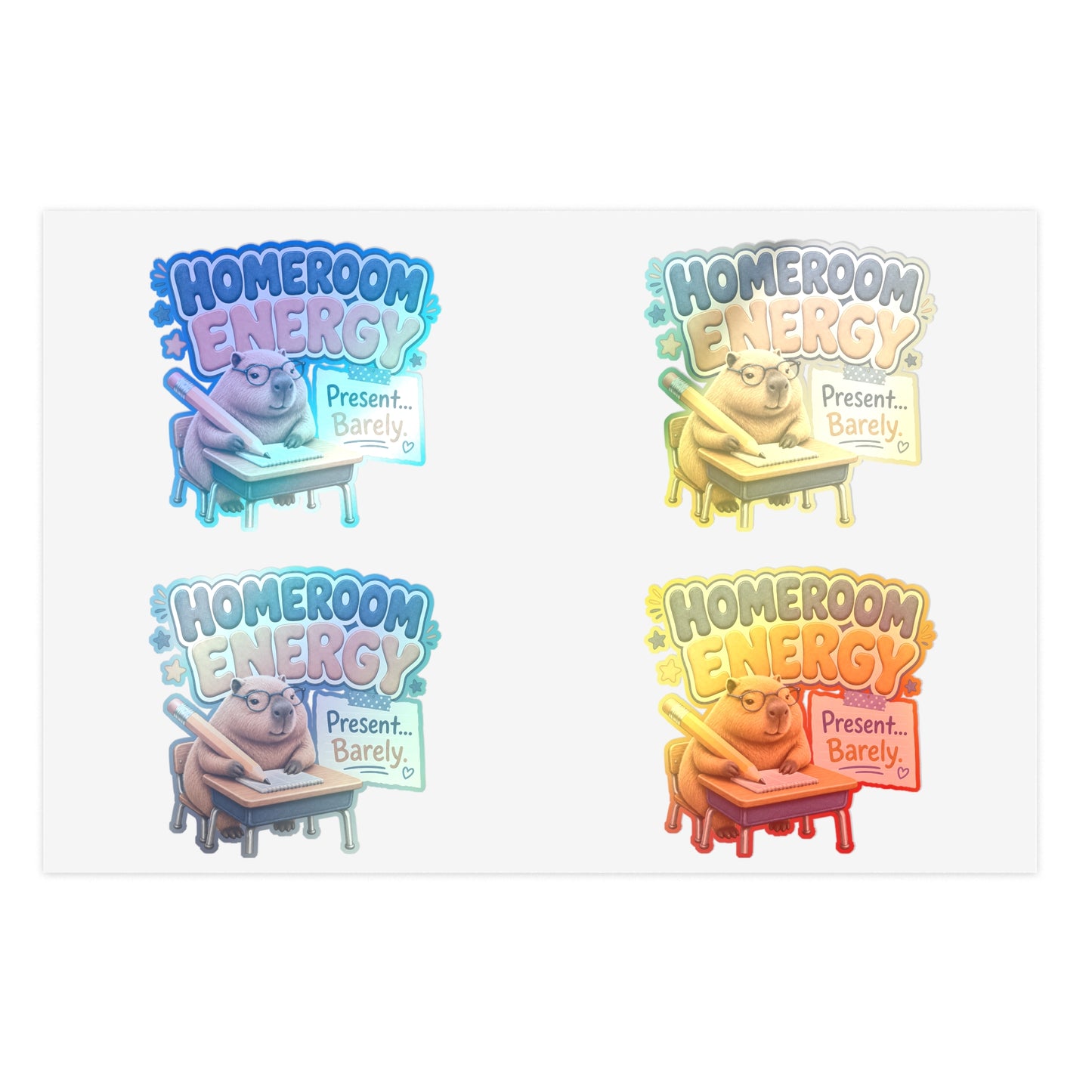 Homeroom Energy Present Barely Capybara sticker | Kiss-Cut Sticker