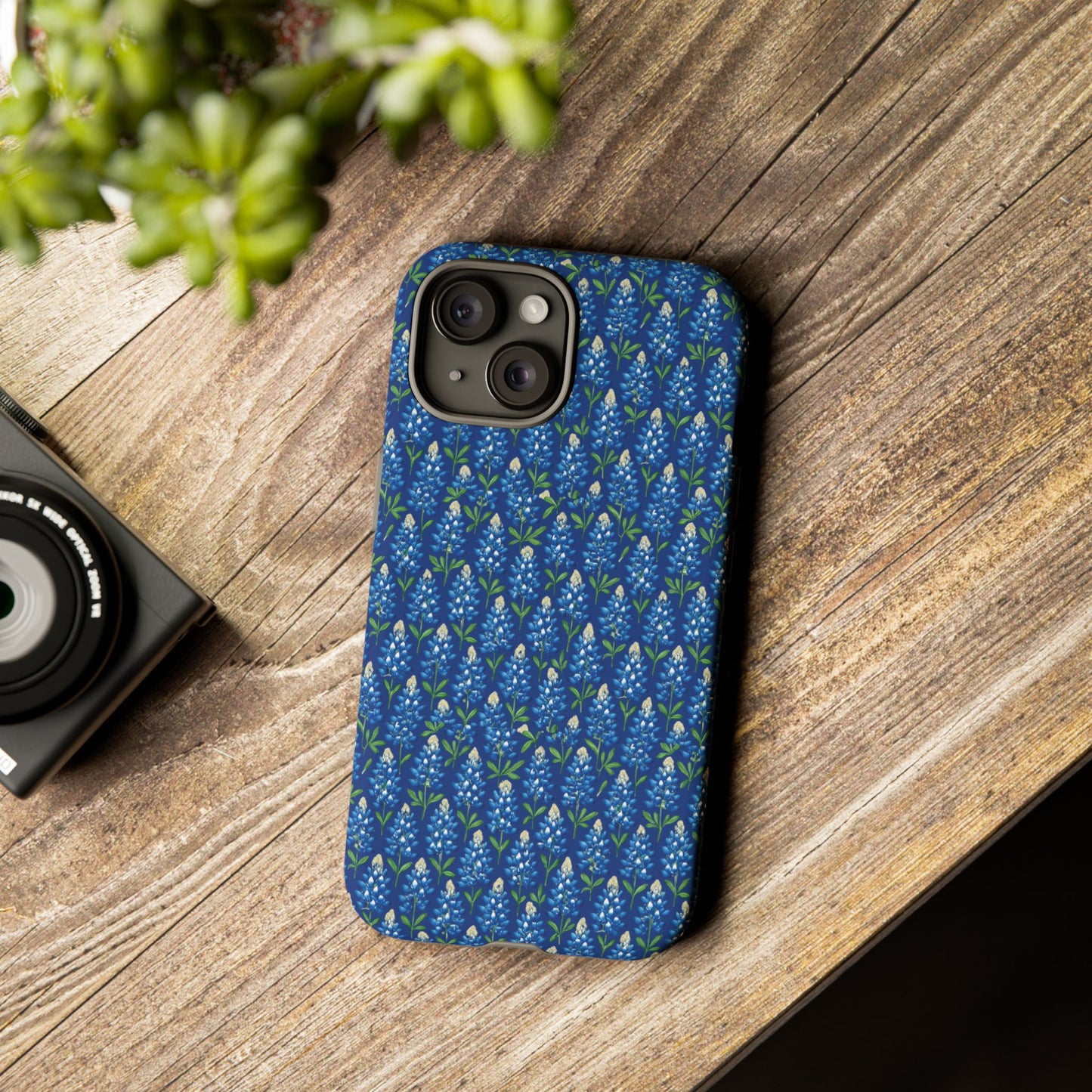 Phone Case, Texas Bluebonnet Tough Case, Navy Floral Phone Cover, Protective iPhone Case, Samsung Galaxy Case, Texas Wildflower Gift