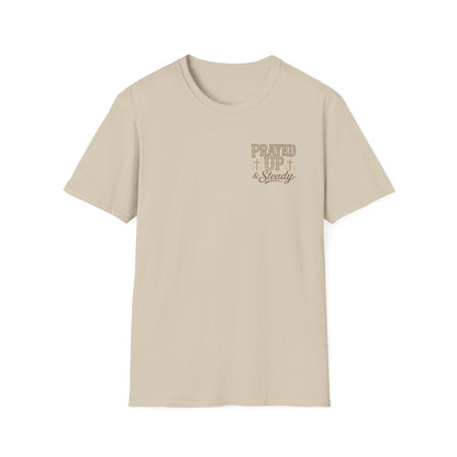 Prayed Up & Steady T-Shirt | Faith Scripture Cross Christian Tee