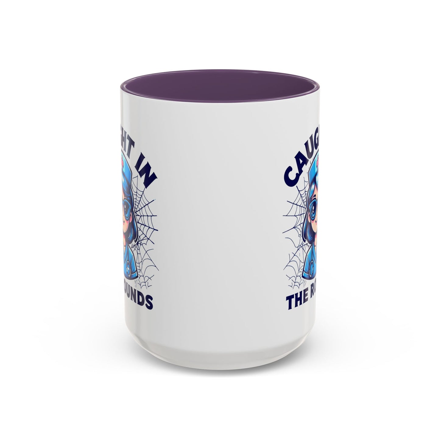 Nurse Coffee Mug, Cute Nursing Gift, Healthcare Appreciation, Fun Spider Design, Caught in the Rounds Mug