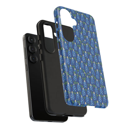 Phone Case, Texas Bluebonnet Tough Case, Navy Floral Phone Cover, Protective iPhone Case, Samsung Galaxy Case, Texas Wildflower Gift