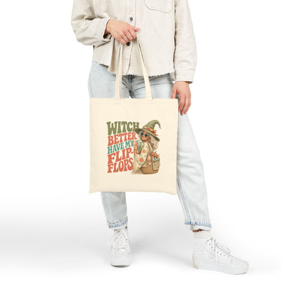 Witch Better Have My Flip Flops Tote Bag | Halloween Witch Illustration