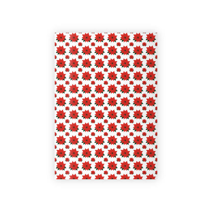 Red Poinsettia Pattern Gift Wrapping Paper Roll | Holiday Wrapping Paper