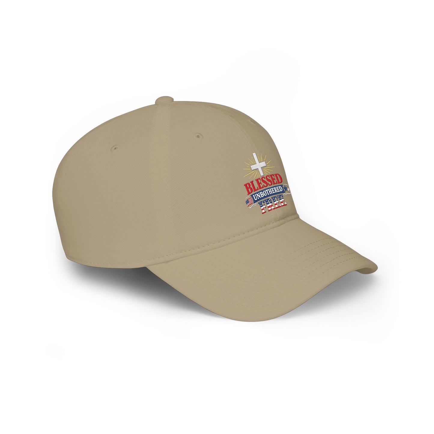 Blessed Unbothered Free cross baseball cap | Christian Hat patriotic design