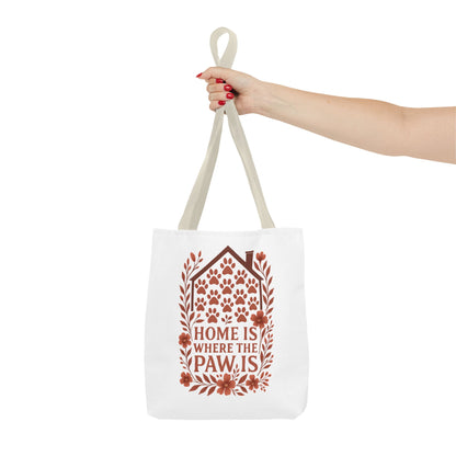 Home is Where the Paw Is Tote Bag | Pet Lover Gift, Floral Design, Animal Lover Accessory, Eco-Friendly Shopping Bag, Dog Mom Tote