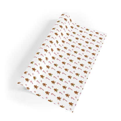 Gingerbread Cookie Pattern Gift Wrapping Paper Roll | Christmas Holiday Wrap